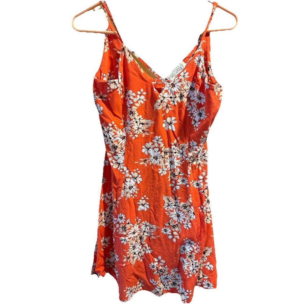 Sweet Wanderer Sleeveless V-Neck Floral Sundress Orange White Size M